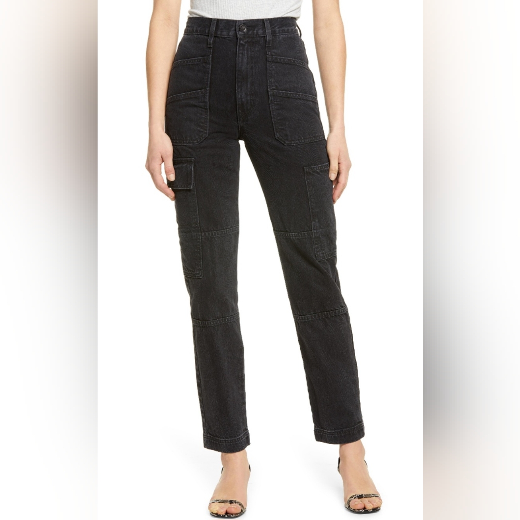Slvrlake - Savior Denim Jeans Size 26 Black Cargo Pants Retail $329